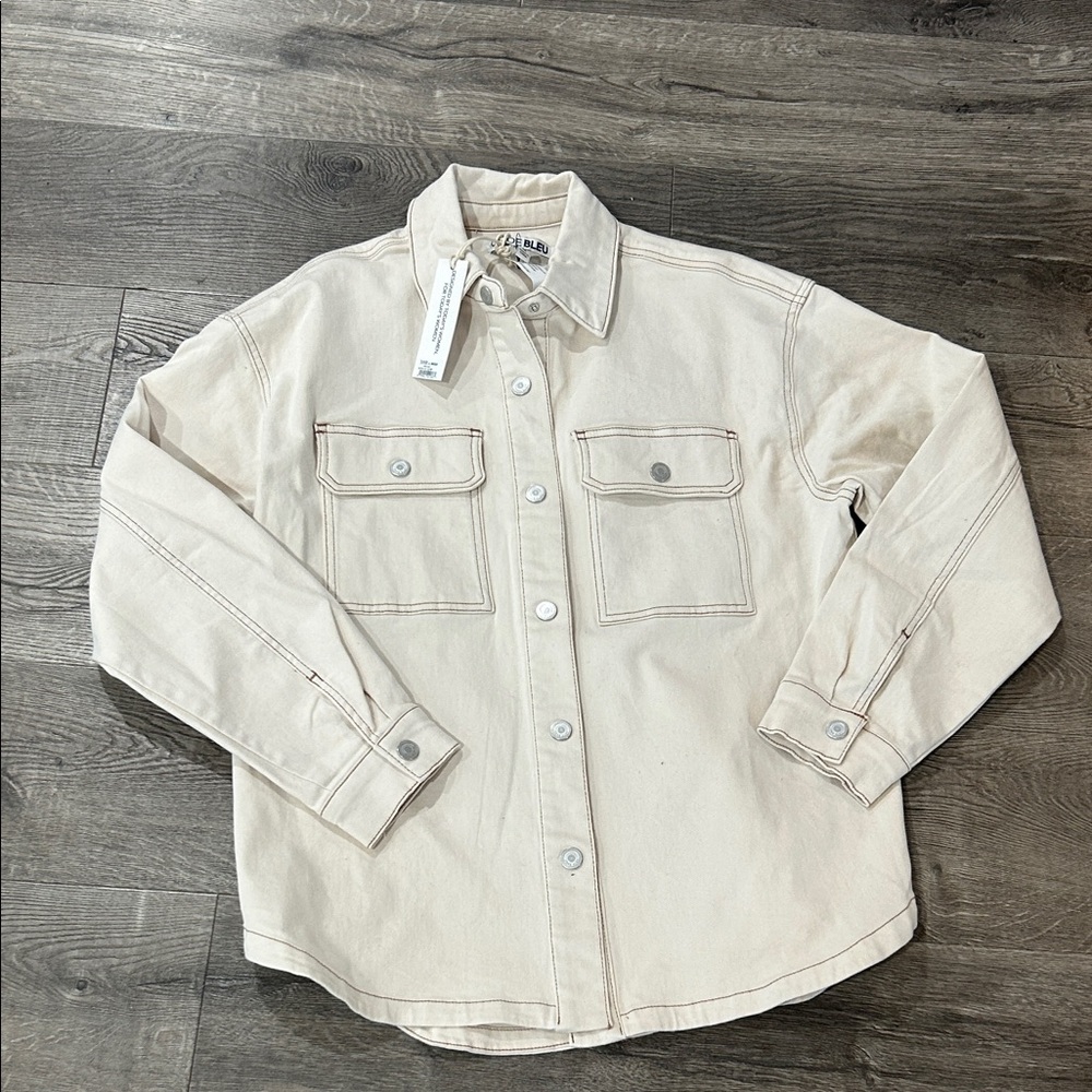 Women’s Utility Cream Shirt-Jacket 98%cotton 2%spandex